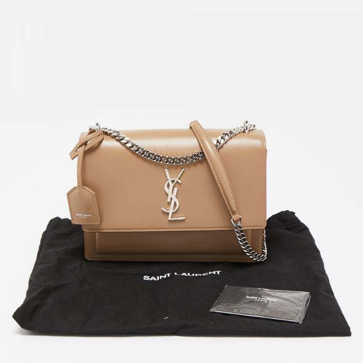 مملوكة مسبقًا Saint Laurent Beige Leather Medium Sunset Chain Shoulder Bag