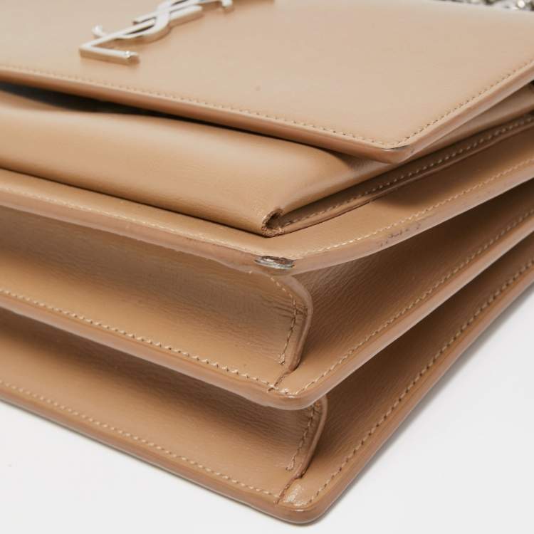 مملوكة مسبقًا Saint Laurent Beige Leather Medium Sunset Chain Shoulder Bag