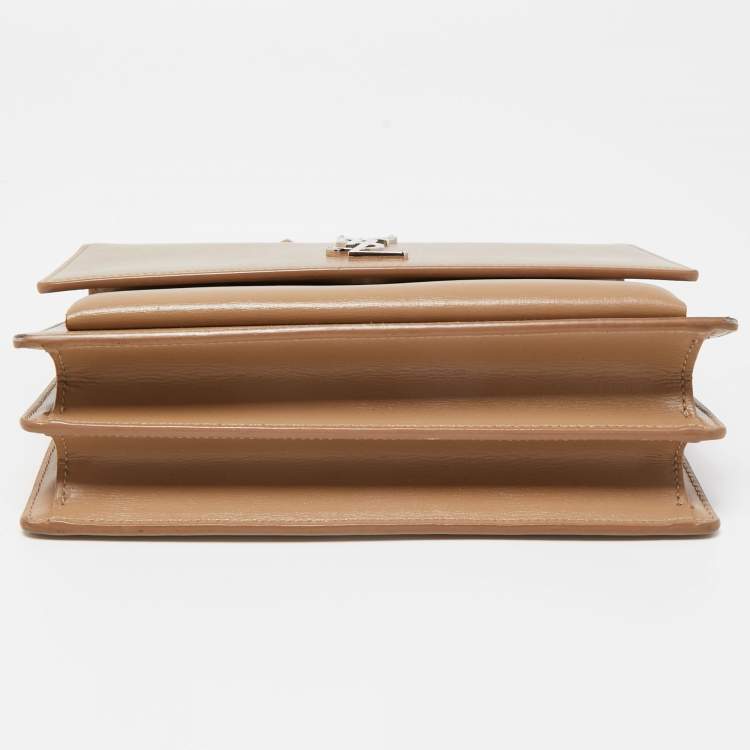 مملوكة مسبقًا Saint Laurent Beige Leather Medium Sunset Chain Shoulder Bag
