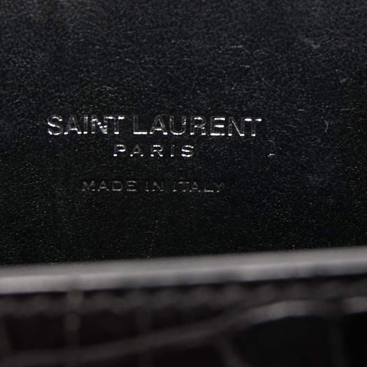 Pre Owned Saint Laurent Black Croc Embossed Leather Nano Classic Sac De Jour Tote