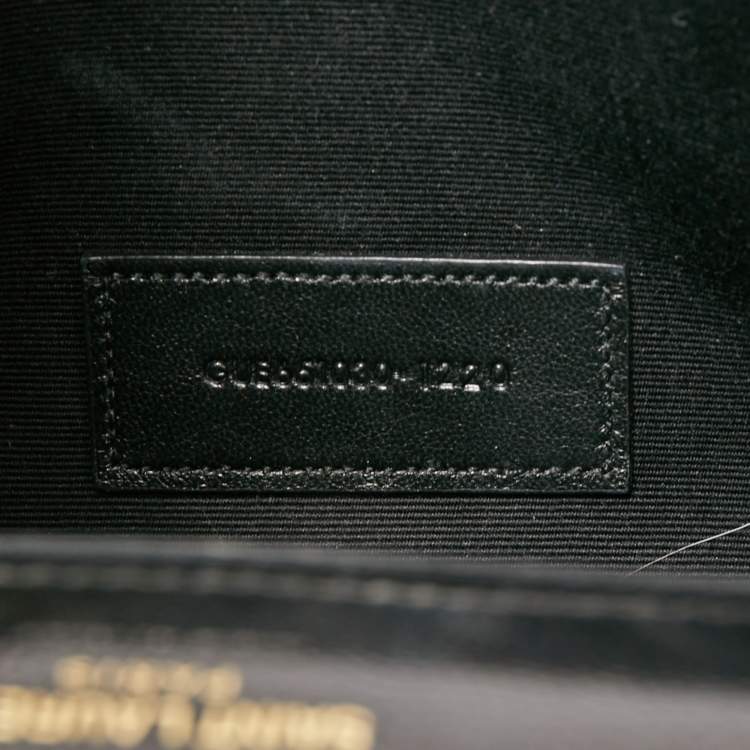 مملوكة مسبقًا Saint Laurent Black Leather Envelope Flap Wristlet Clutch 