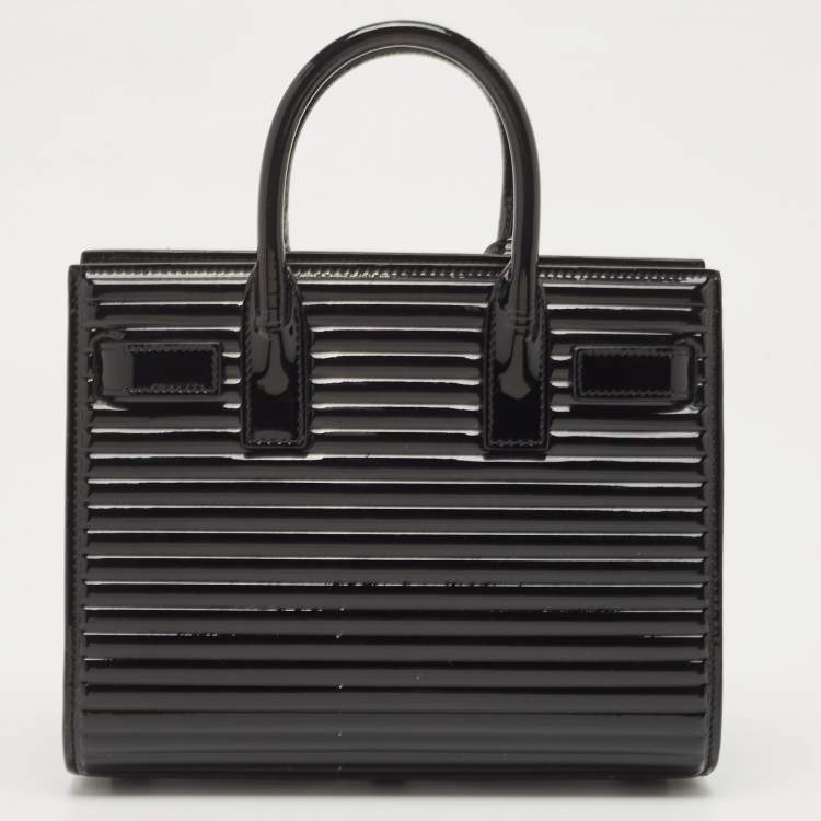 مملوكة مسبقًا Saint Laurent Black Patent Leather Nano Classic Sac De Jour Tote