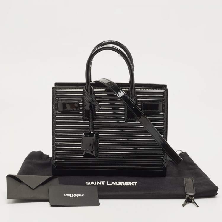 مملوكة مسبقًا Saint Laurent Black Patent Leather Nano Classic Sac De Jour Tote