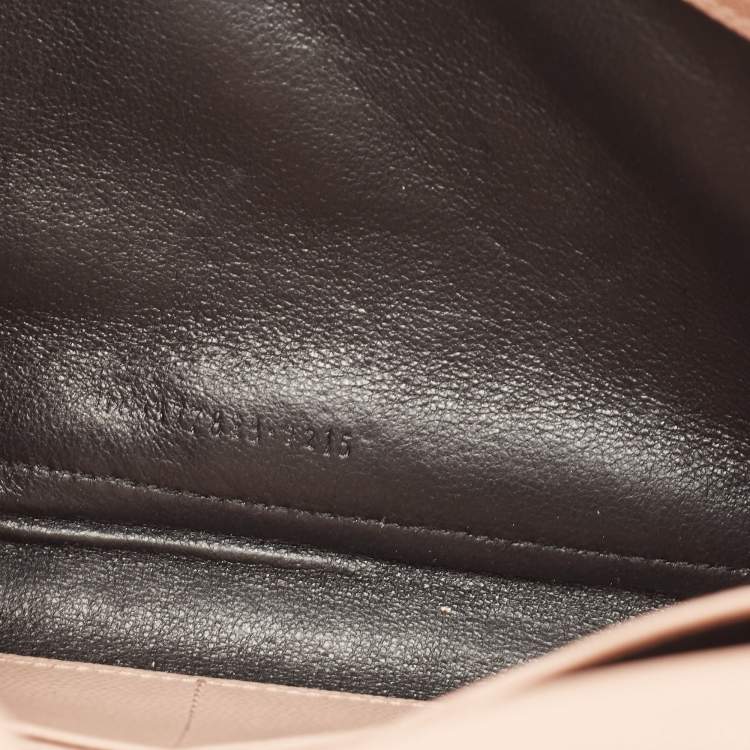 Pre Owned Saint Laurent Old Rose Matelassé Leather Cassandre Wallet on Chain