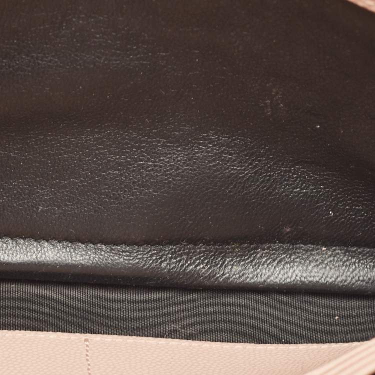 Pre Owned Saint Laurent Old Rose Matelassé Leather Cassandre Wallet on Chain