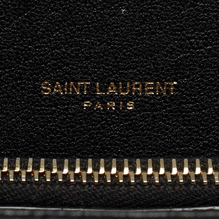 Pre Owned Saint Laurent Black Matelasse Leather Medium College Top Handle Bag