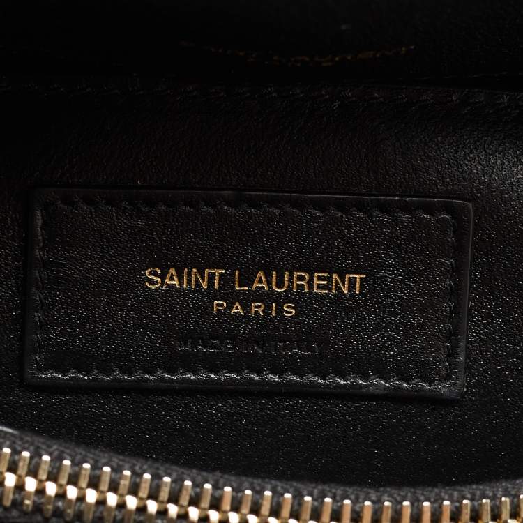 Pre Owned Saint Laurent Black Matelasse Leather Medium College Top Handle Bag
