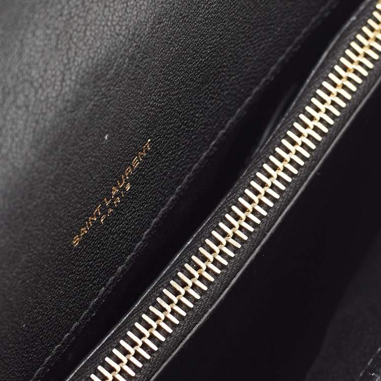 Pre Owned Saint Laurent Black Matelasse Leather Medium College Top Handle Bag