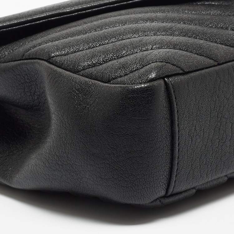 Pre Owned Saint Laurent Black Matelasse Leather Medium College Top Handle Bag
