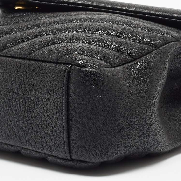 Pre Owned Saint Laurent Black Matelasse Leather Medium College Top Handle Bag