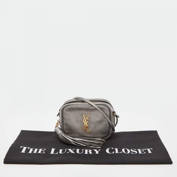 Pre Owned Saint Laurent Silver Leather Blogger Crossbody Bag