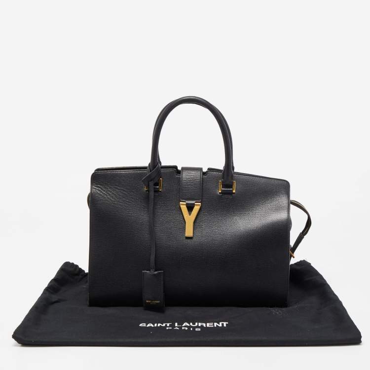 Pre Owned Saint Laurent Black Leather Medium Cabas Chyc Tote