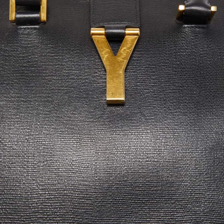 Pre Owned Saint Laurent Black Leather Medium Cabas Chyc Tote