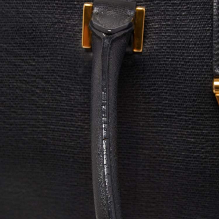 Pre Owned Saint Laurent Black Leather Medium Cabas Chyc Tote