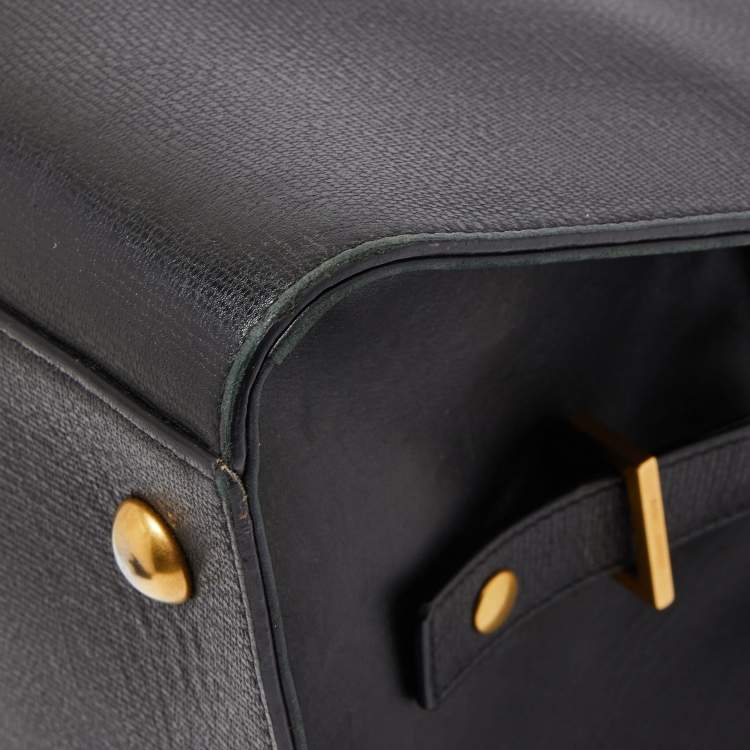 Pre Owned Saint Laurent Black Leather Medium Cabas Chyc Tote