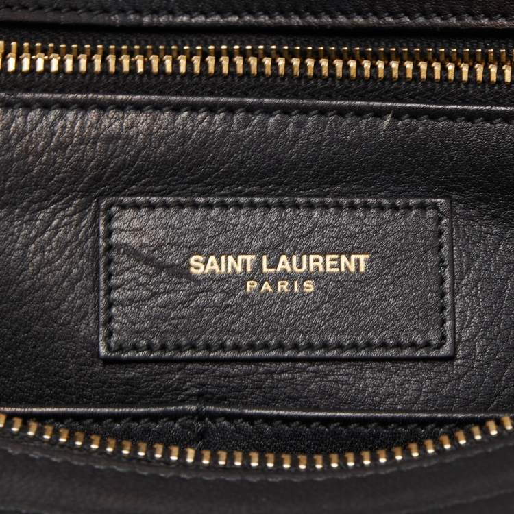 Pre Owned Saint Laurent Black Leather Medium Cabas Chyc Tote
