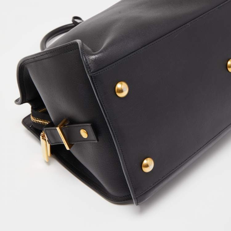Pre Owned Saint Laurent Black Leather Medium Cabas Chyc Tote