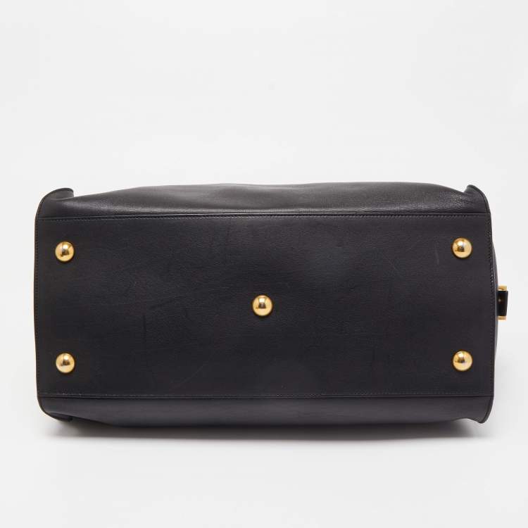 Pre Owned Saint Laurent Black Leather Medium Cabas Chyc Tote