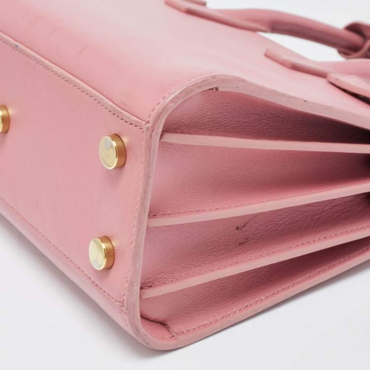 Pre Owned Saint Laurent Pink Leather Nano Classic Sac De Jour Tote