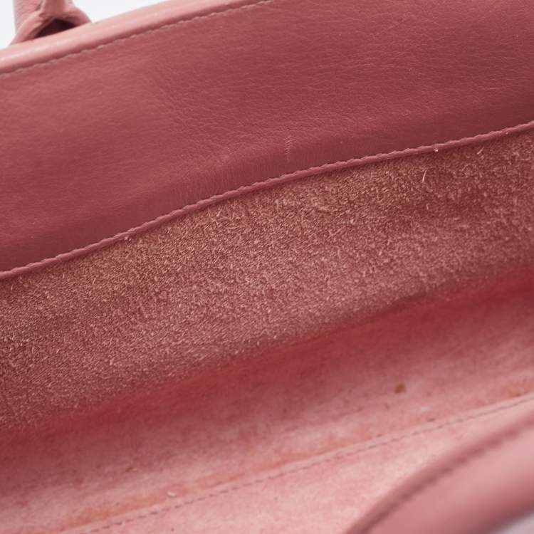 Pre Owned Saint Laurent Pink Leather Nano Classic Sac De Jour Tote