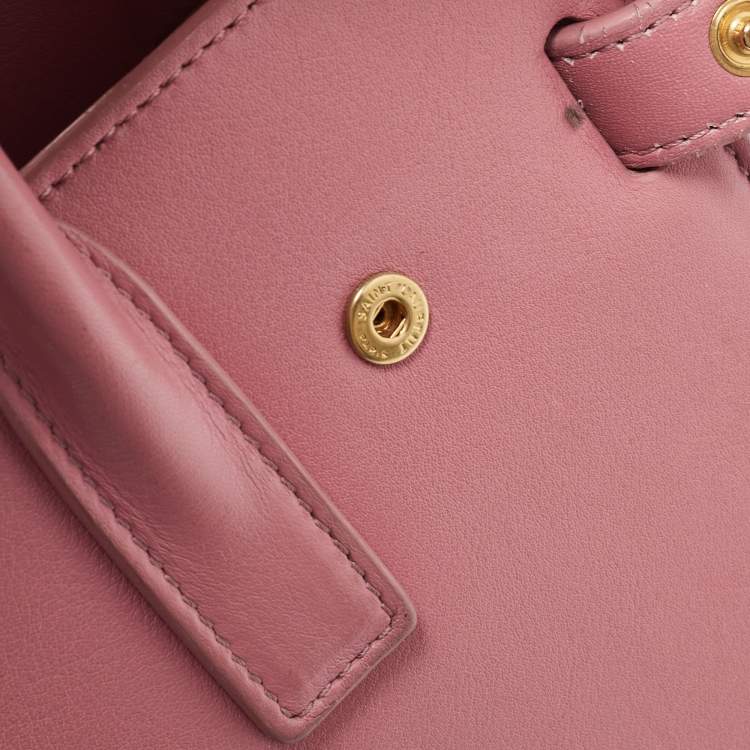 Pre Owned Saint Laurent Pink Leather Nano Classic Sac De Jour Tote