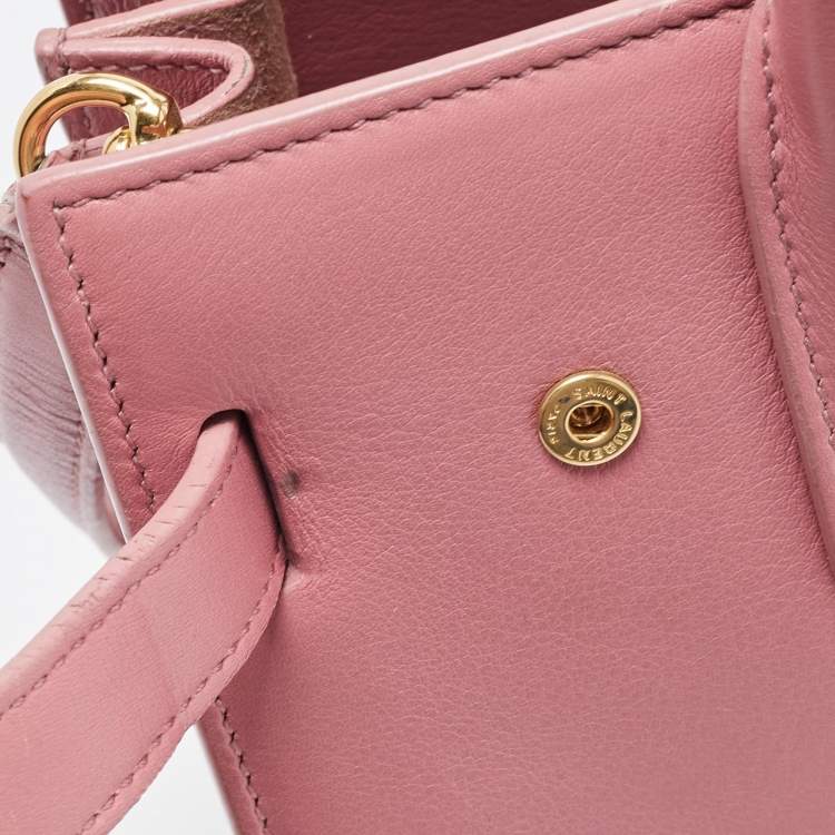 Pre Owned Saint Laurent Pink Leather Nano Classic Sac De Jour Tote