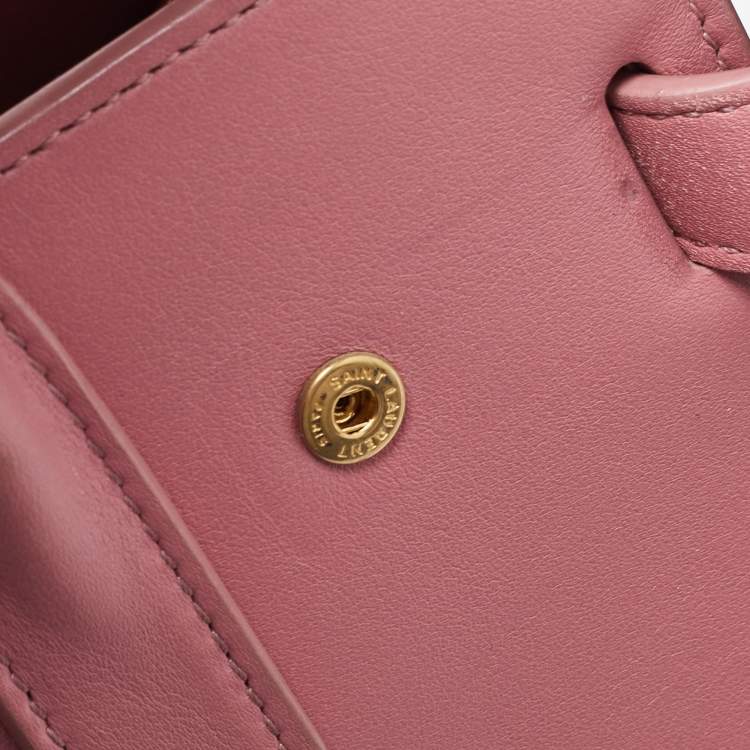 Pre Owned Saint Laurent Pink Leather Nano Classic Sac De Jour Tote