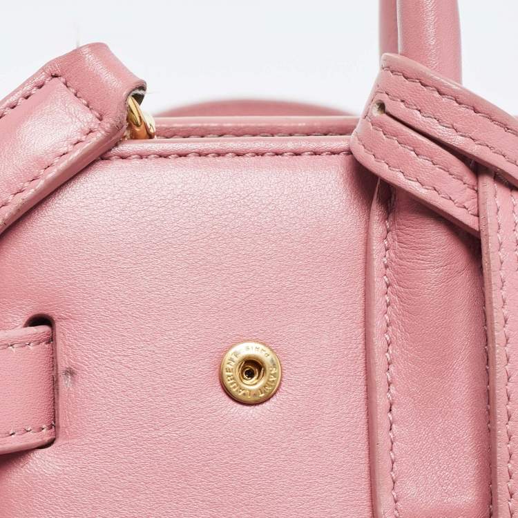 Pre Owned Saint Laurent Pink Leather Nano Classic Sac De Jour Tote