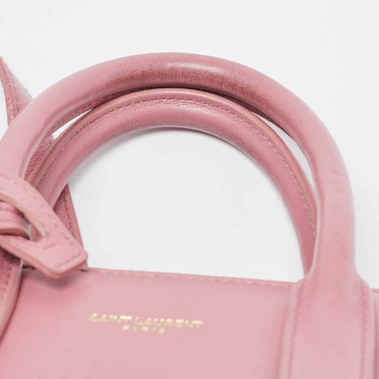 Pre Owned Saint Laurent Pink Leather Nano Classic Sac De Jour Tote