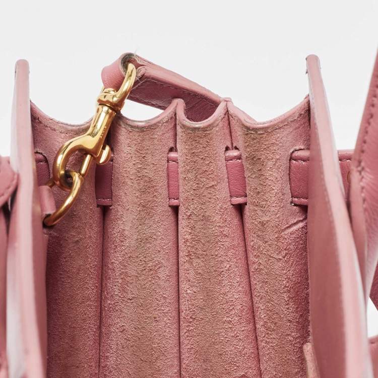 Pre Owned Saint Laurent Pink Leather Nano Classic Sac De Jour Tote