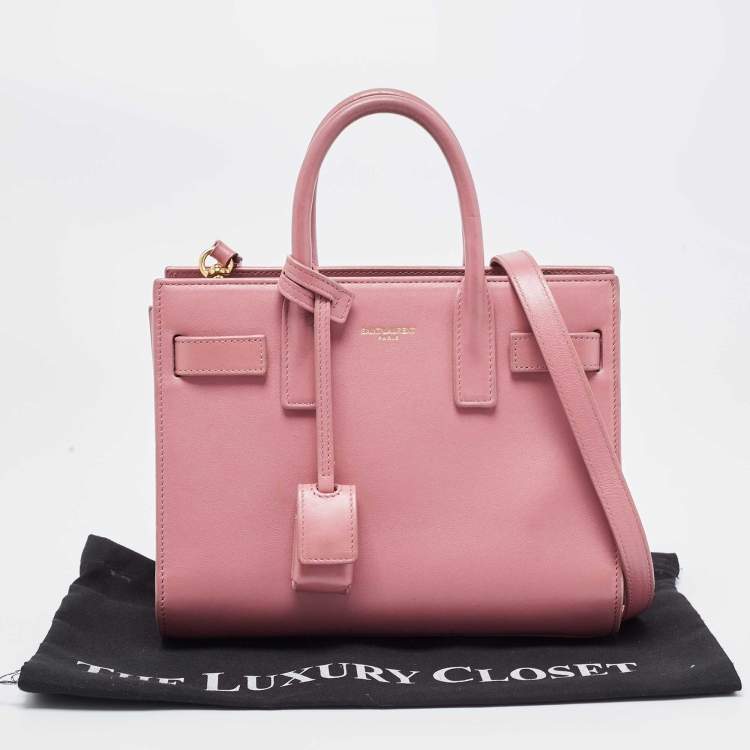 Pre Owned Saint Laurent Pink Leather Nano Classic Sac De Jour Tote