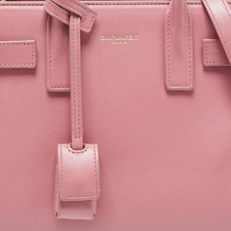 Pre Owned Saint Laurent Pink Leather Nano Classic Sac De Jour Tote