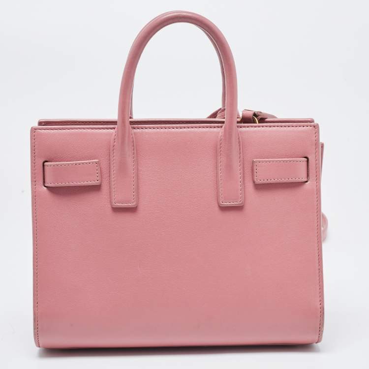 Pre Owned Saint Laurent Pink Leather Nano Classic Sac De Jour Tote