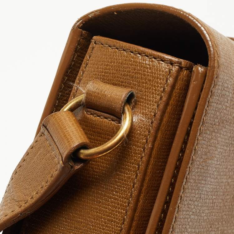 Pre Owned Saint Laurent Tan Leather Chyc Flap Shoulder Bag