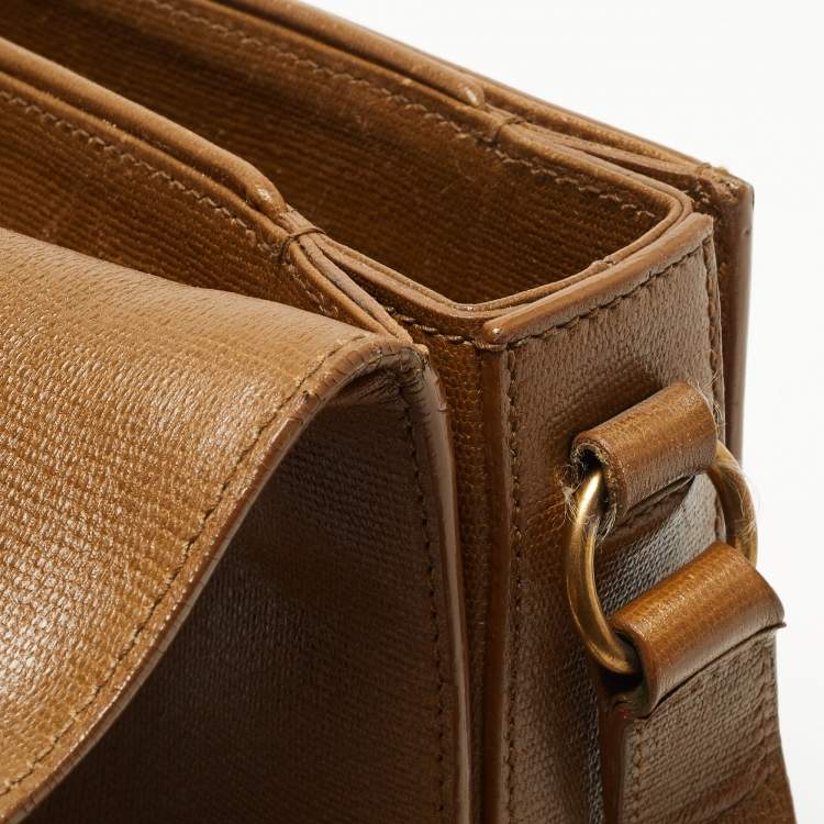 Pre Owned Saint Laurent Tan Leather Chyc Flap Shoulder Bag