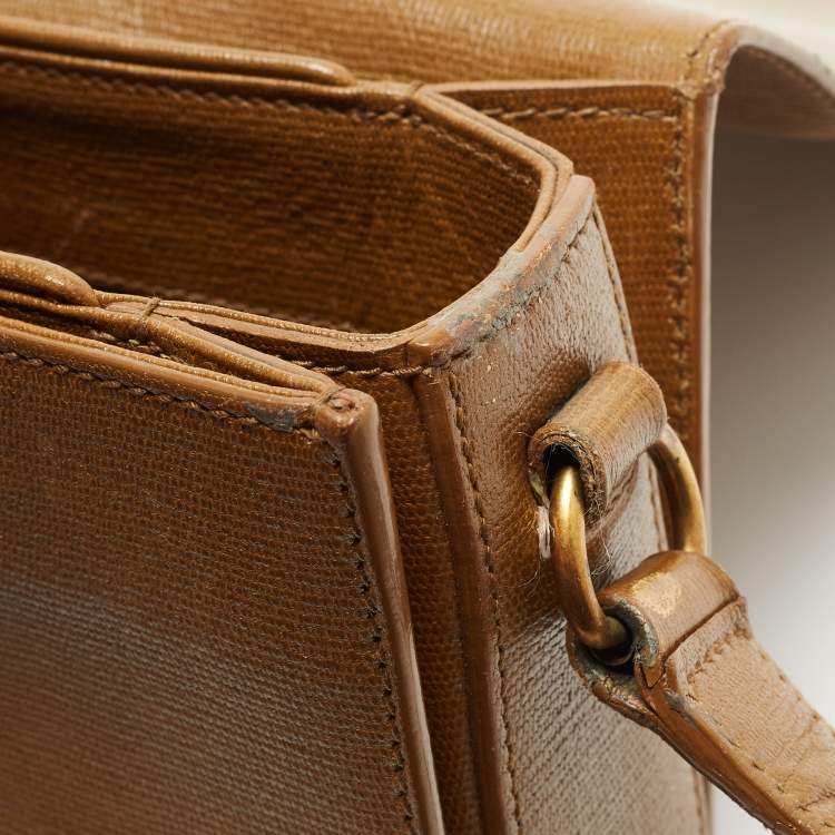 Pre Owned Saint Laurent Tan Leather Chyc Flap Shoulder Bag