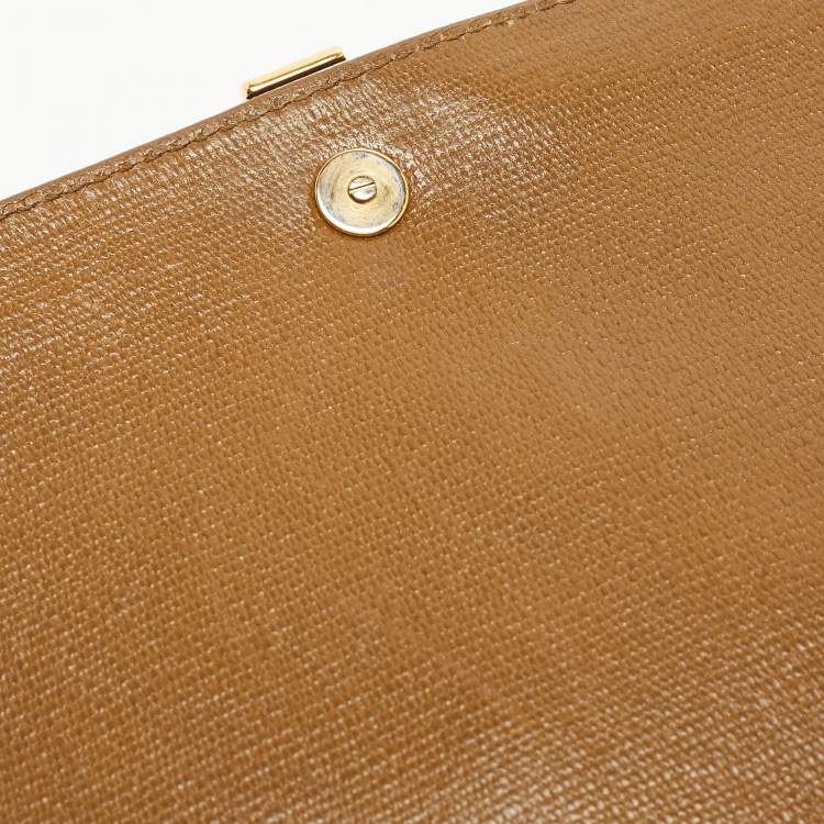 Pre Owned Saint Laurent Tan Leather Chyc Flap Shoulder Bag