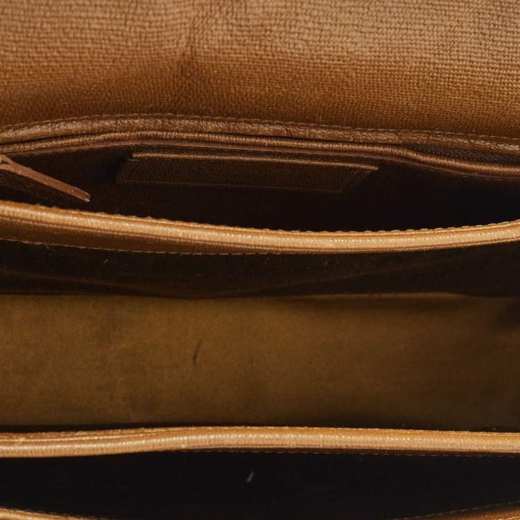 Pre Owned Saint Laurent Tan Leather Chyc Flap Shoulder Bag
