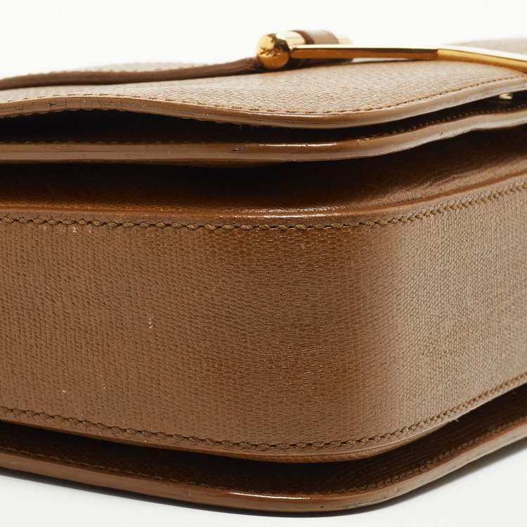 Pre Owned Saint Laurent Tan Leather Chyc Flap Shoulder Bag