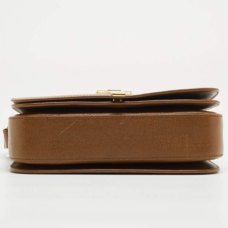 Pre Owned Saint Laurent Tan Leather Chyc Flap Shoulder Bag