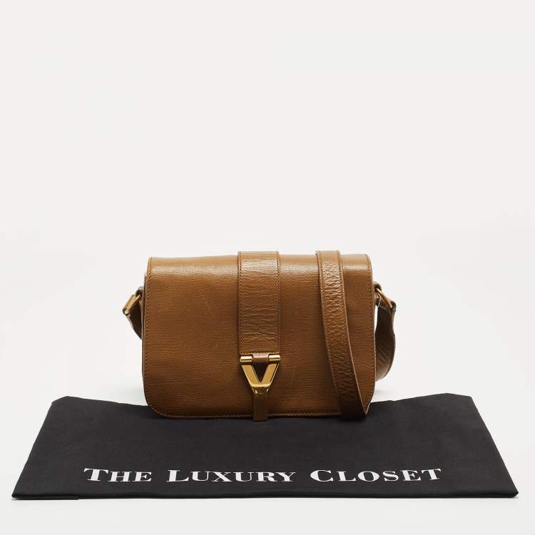 Pre Owned Saint Laurent Tan Leather Chyc Flap Shoulder Bag