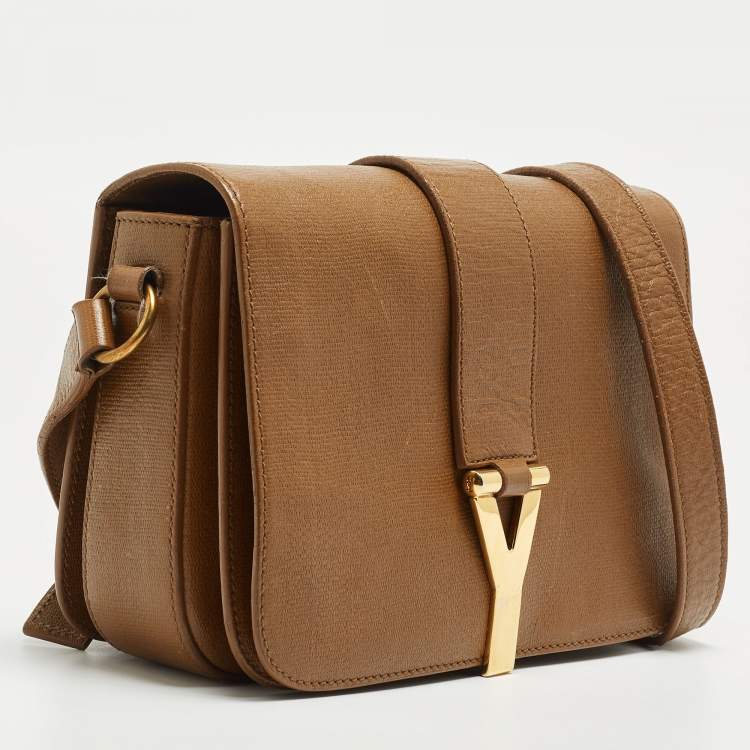 Pre Owned Saint Laurent Tan Leather Chyc Flap Shoulder Bag
