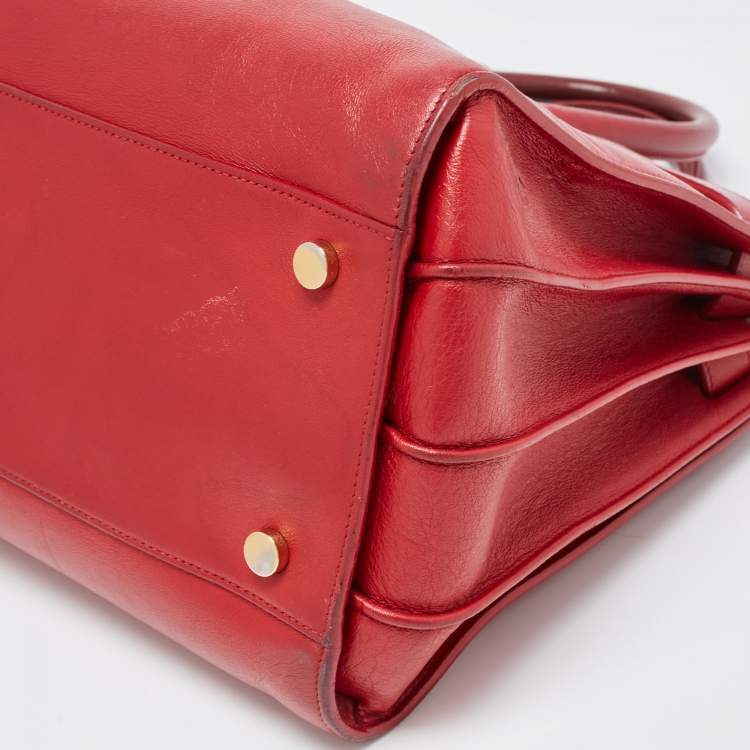 Pre Owned Saint Laurent Red Leather Small Classic Sac De Jour Tote