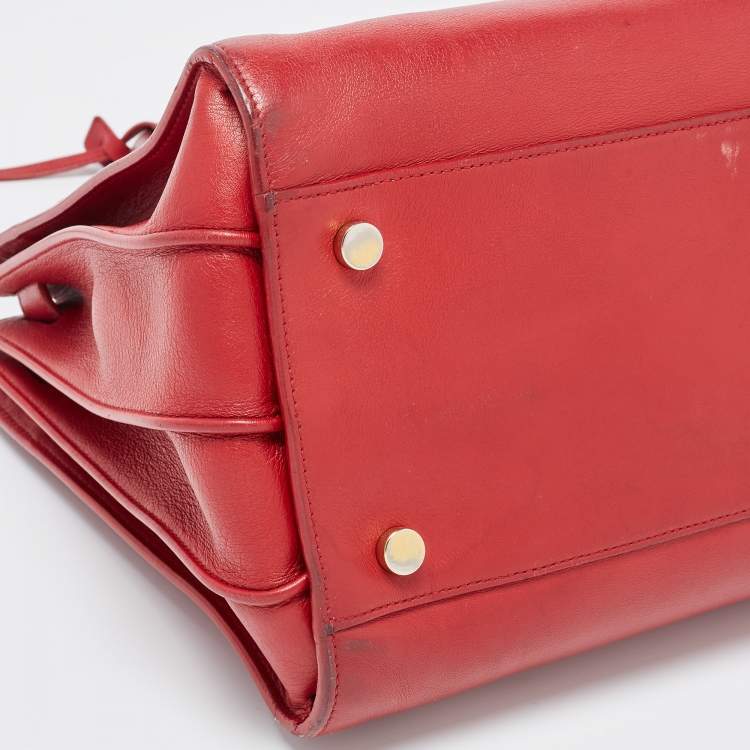 Pre Owned Saint Laurent Red Leather Small Classic Sac De Jour Tote