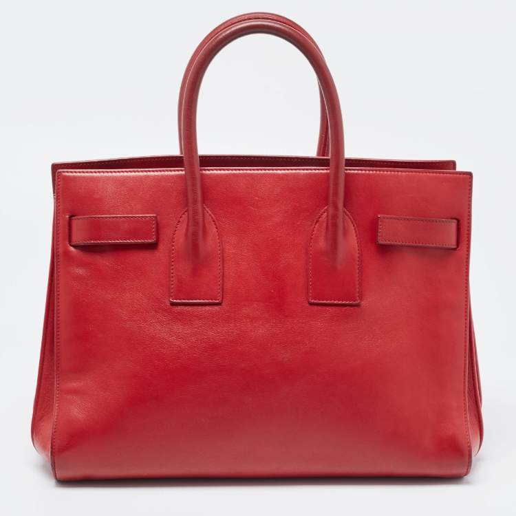 Pre Owned Saint Laurent Red Leather Small Classic Sac De Jour Tote