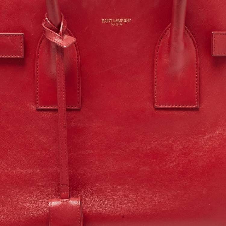 Pre Owned Saint Laurent Red Leather Small Classic Sac De Jour Tote