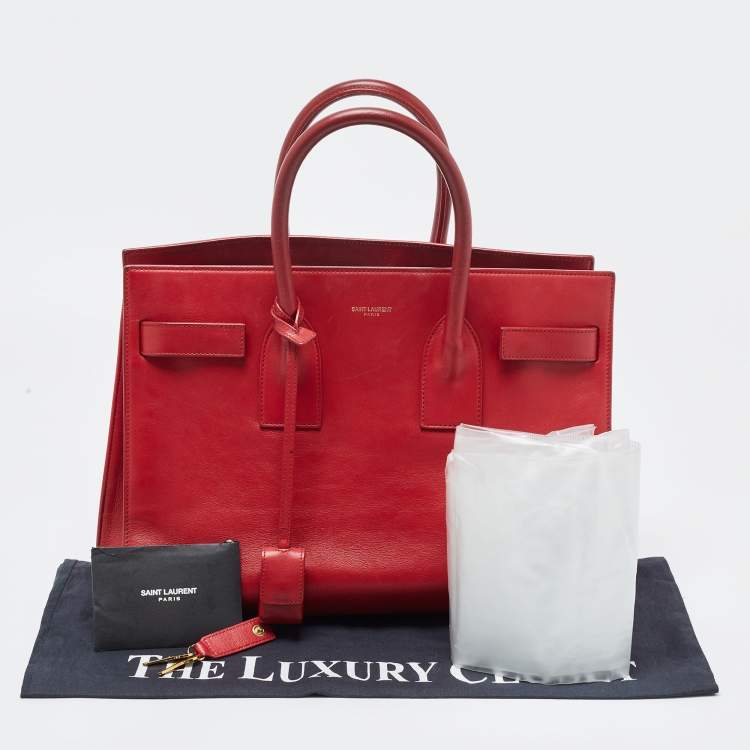 Pre Owned Saint Laurent Red Leather Small Classic Sac De Jour Tote