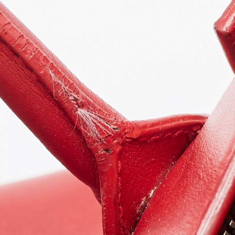 Pre Owned Saint Laurent Red Leather Small Classic Sac De Jour Tote