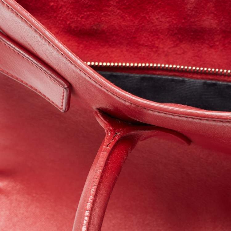 Pre Owned Saint Laurent Red Leather Small Classic Sac De Jour Tote