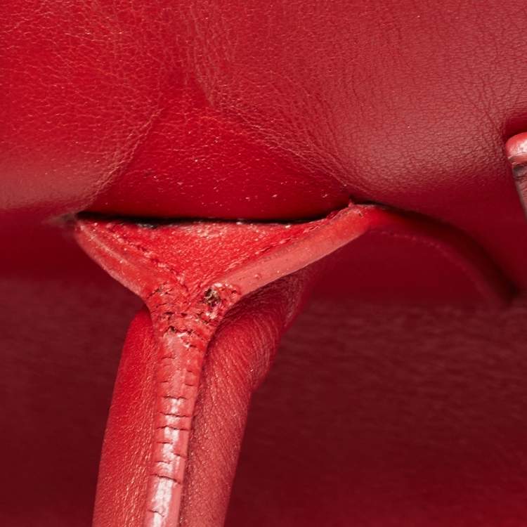 Pre Owned Saint Laurent Red Leather Small Classic Sac De Jour Tote
